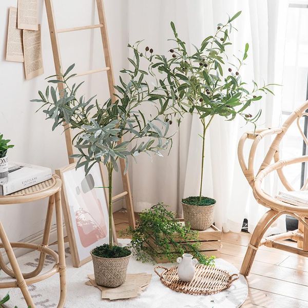 

simulated green plant potted indoor fake olive tree living room floor decoration nordic flower plants decorative flowers & wreaths