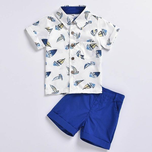 

baby boys clothes sets summer cotton printed boy set t shirt+shorts kids children clothing outfits1, White