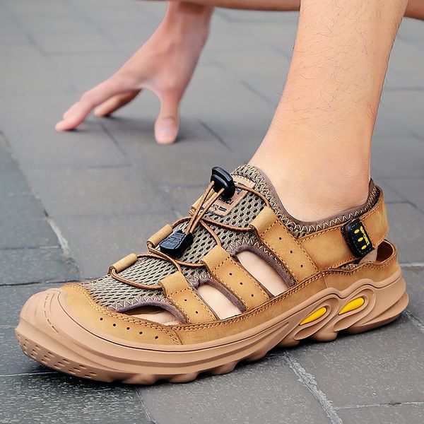 

summer mens sandals beach casual shoes for men gladiator sandals outdoor sports male breathable walking shoes large size 38-46, Black