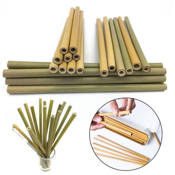 

drinking straws 10pcs/set natural bamboo straw reusable tools + eco-friendly brush cases with clean bar f0b5