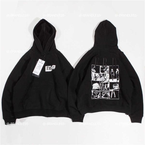 

men's hoodies & sweatshirts high street erd hoodie men women 1:1 quality cotton washed old vintage pullover e.r.d, Black