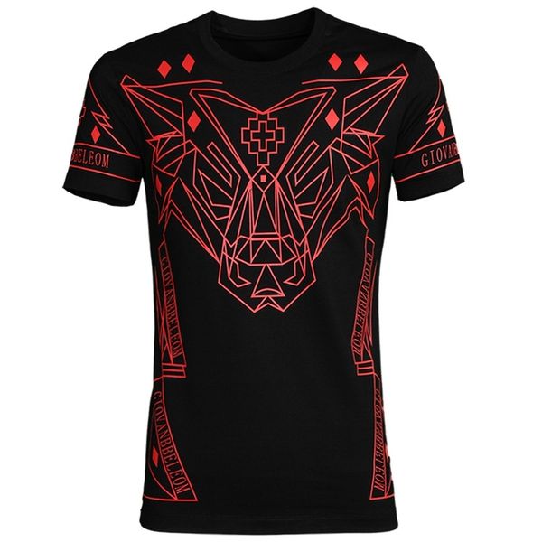 

wind lion head cotton street t-shirt trendy men's wear, White;black