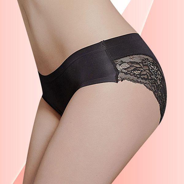

quco brand seamless cotton breathable briefs cain panites lingerie underwear women, Black;pink