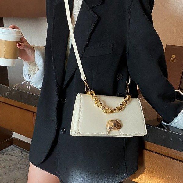 

square chain tote bag 2021 fashion pu leather women's designer handbag vintage shoulder messenger purses cross body