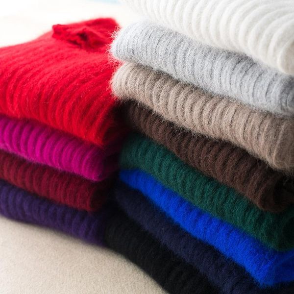 

women's sweaters autumn and winter women mink cashmere sweater turtleneck pit strip slim bottoming warm knitted fashion, White;black