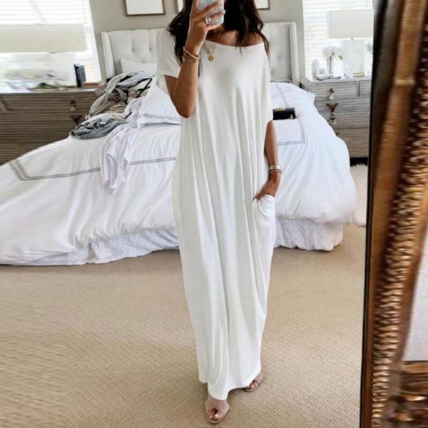 

women loose long dress maxi printe oversized summer spring female vestidos plus size ladies african casual fashion robes gowns 210416, Black;gray
