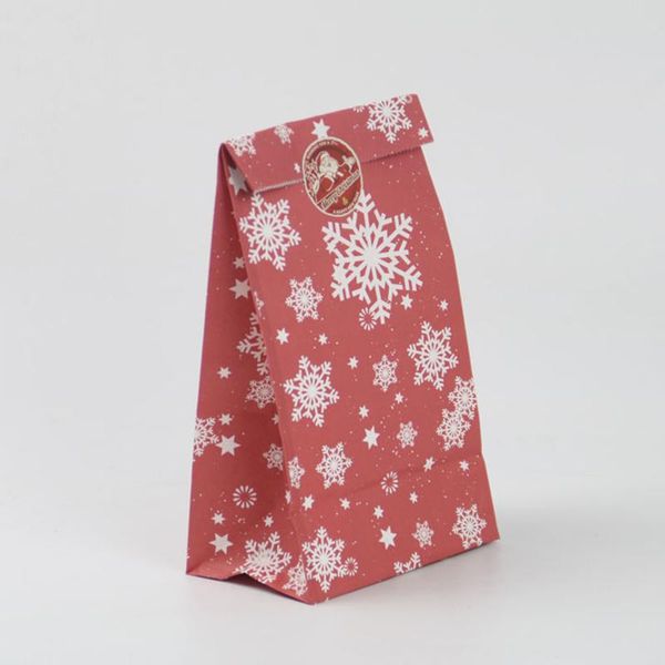 

gift wrap 24pcs kraft paper bag square base oil-proof packing bags for christmas with sticker pattern