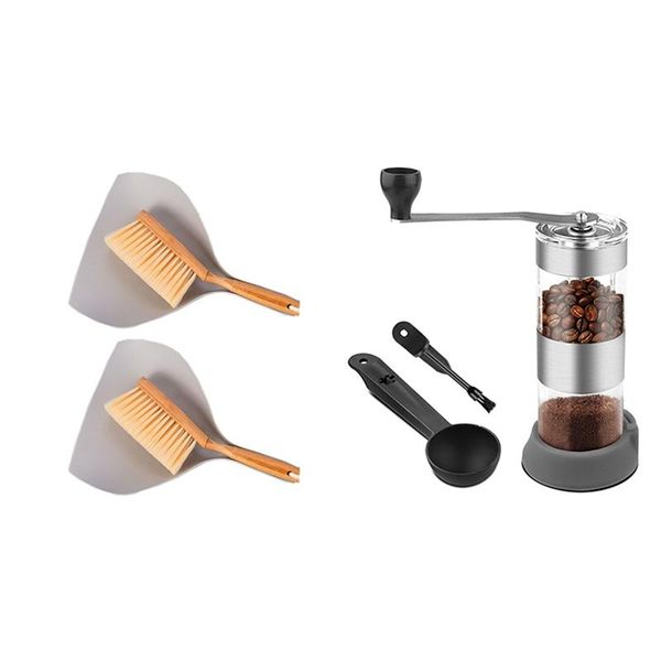 

manual coffee grinders bamboo handle mini brooms shovel set with grinder, portable grinder