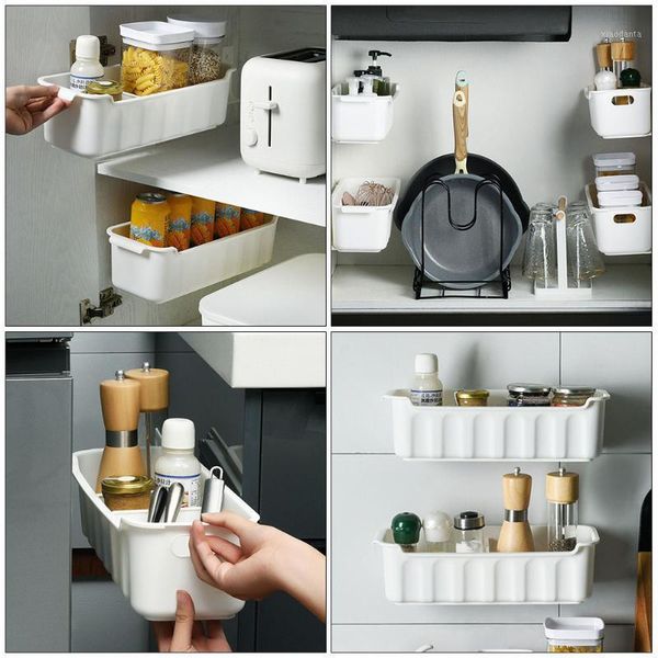 

storage bottles & jars 1pc kitchen deskcontainer multi-grids rack (white)