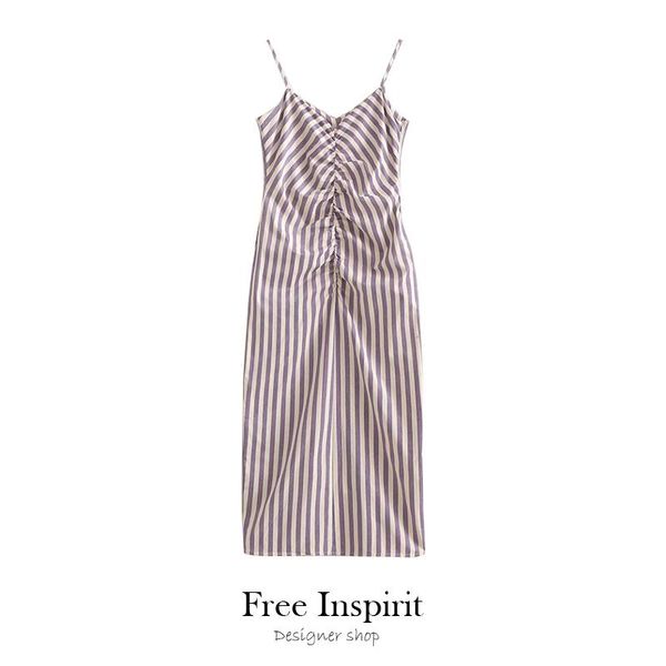 

casual dresses women's style dress pure cotton a-line striped sleeveless backless ankle-length spaghetti strap v-neck slim summer, Black;gray