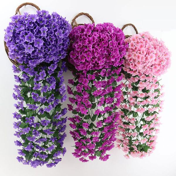 

violets wall hanging 220 flowers artificial vine purple pink red for home wedding decoration with green leaves 80cm 18 branch decorative & w