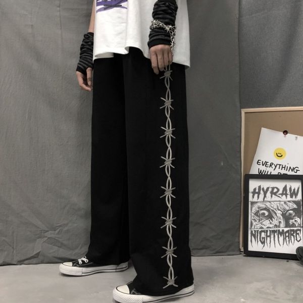 

women's pants & capris straight casual style korean fashion clothing harajuku ulzzang loose high waist corduroy pants black ins gz, Black;white