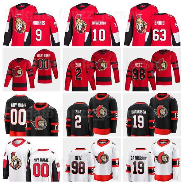 

ottawa senators hockey 2 artem zub jersey 98 victor mete 10 alex formenton 19 drake batherson 9 josh norris 63 tyler ennis stitched reverse, Black;red