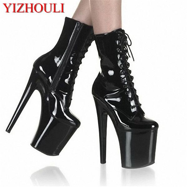 

fashion knight female 8 inch high heel platform ankle boots for women autumn winter shoes 15-23cm black pole dancing boots