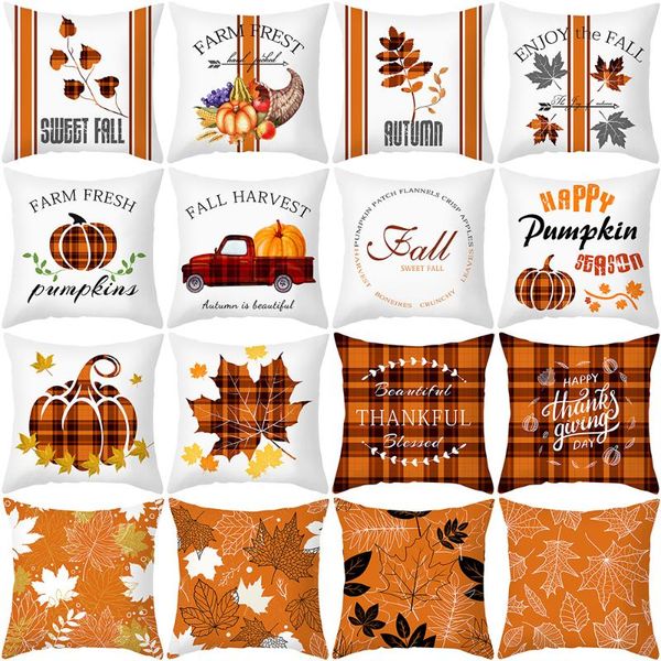 

cushion/decorative pillow autumn pumpkin pillowcase 45*45cm fall home decor grateful thanksgiving throw covers polyester cushion