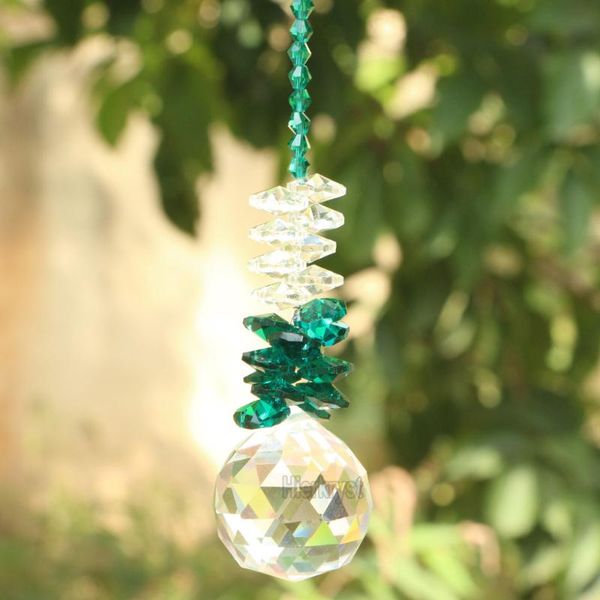 

chandelier crystal ball suncatcher green feng shui prisms pendant pendulum hanging window decor 30mm