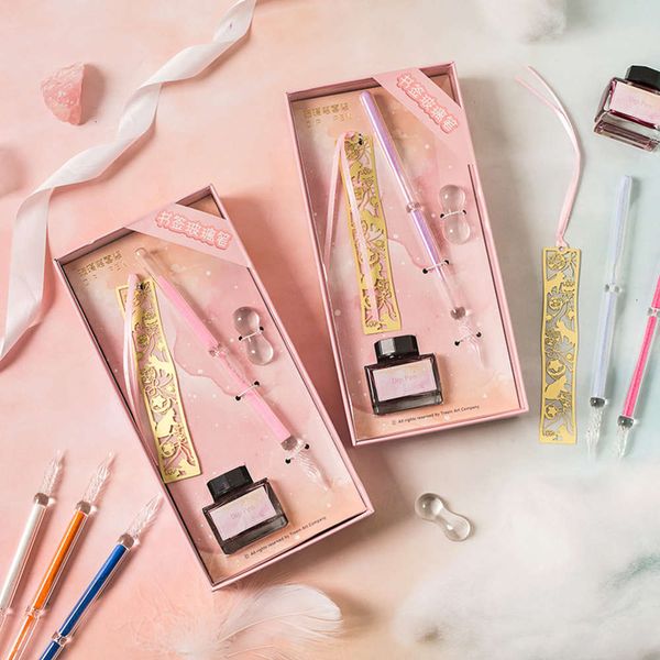 

the pen bookmark color box set signature business gift glass pen set student pen