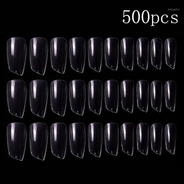

500pcs/pack long coffin salon false nails diy tips fake full cover extension artificial manicure professional accessory home1, Red;gold
