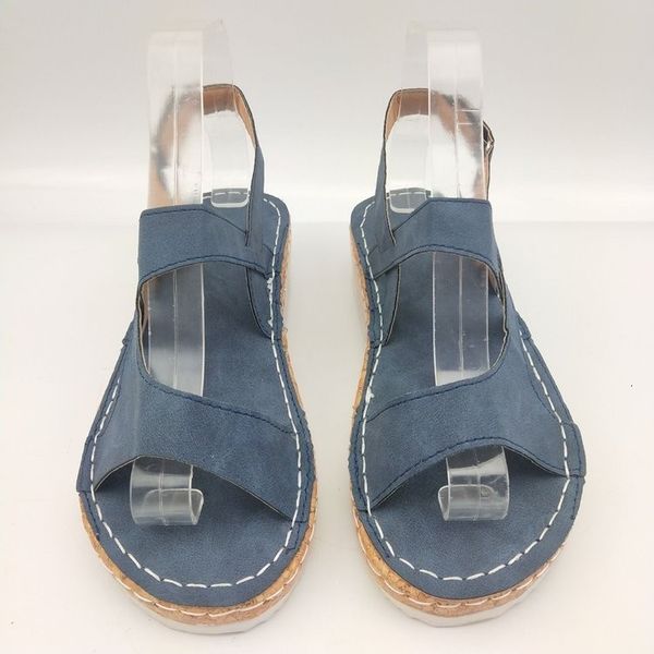 

sandals 35-43 large size women's summer college style low heel wedge casual fashion ladies sandalias mujer x7xl, Black