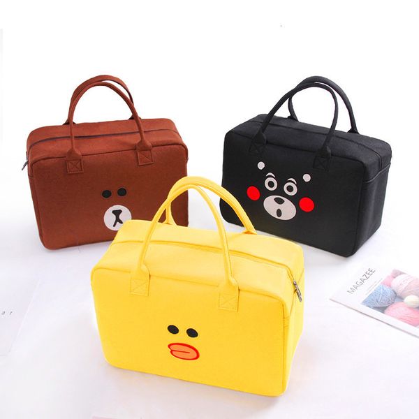 

korean cartoon brown bear portable large capacity outdoor travel felt shopping bag