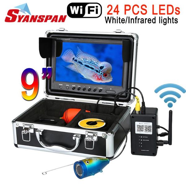 

9'' wifi fish finder video camera recording edition ip68 hd 1000tvl underwater ice fishing 24 infrared leds