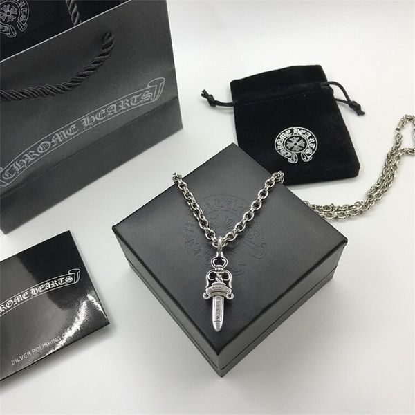 

70% off outlet online croquet 2021 new personalized fashion men's necklace style sword pendant necklace, Black