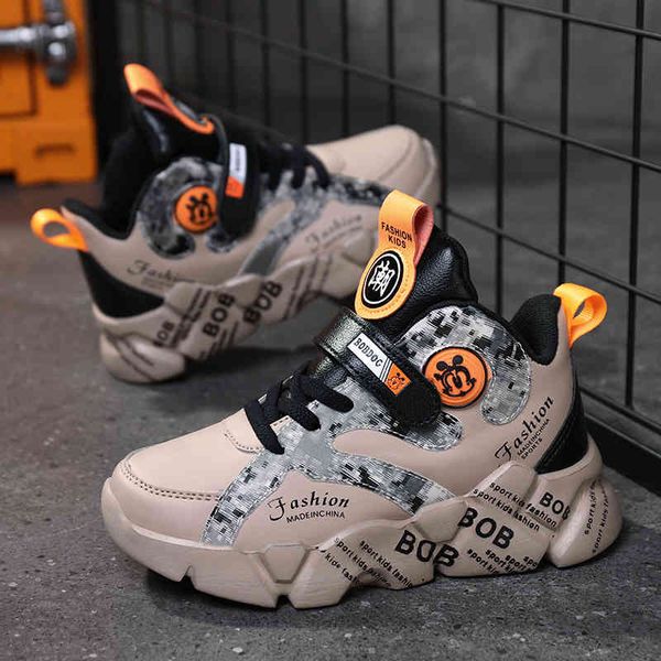 

kids boys autumn winter high-leather waterproof sports student shoes children sneakers chaussure enfant 1029, Black;red