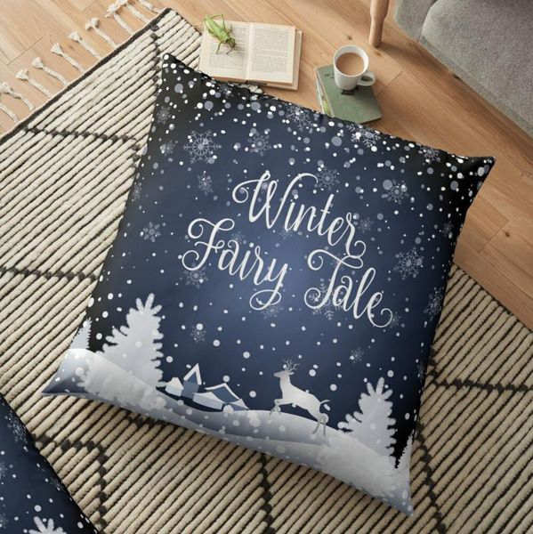 

cushion/decorative pillow fairy fantasy snowy forest christmas cushion cover pillowcase decorations for home xmas noel ornament happy year