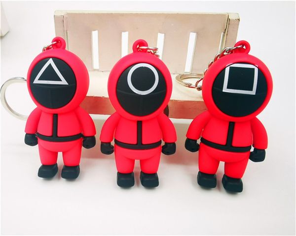 

squid game keychain straps charms soldier spopular series are still missing your keyring 3d mini doll figurine key ring car backpack