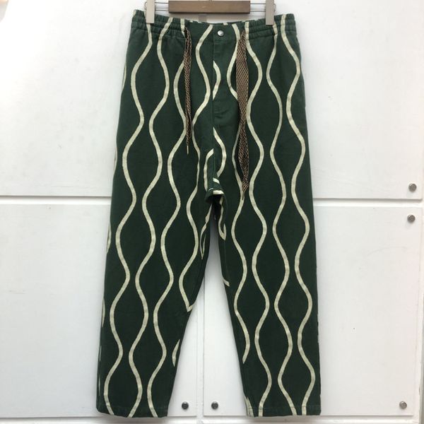 

men's pants kapital casual women elastic waist drawstring striped denim trousers tracksuit japanese streetwear men 4e0t, Black