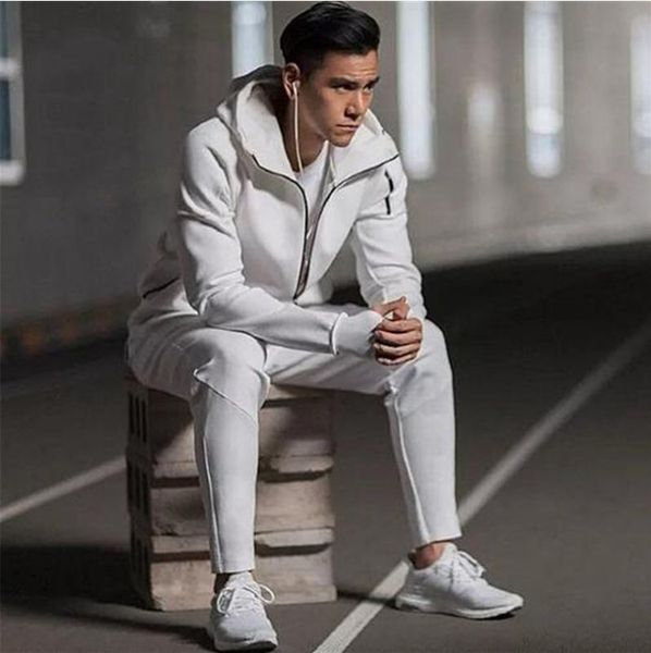 

tracksuit sport suit solid color sports hooded sweater autumn and winter men's fitness cardigan set straight, Gray