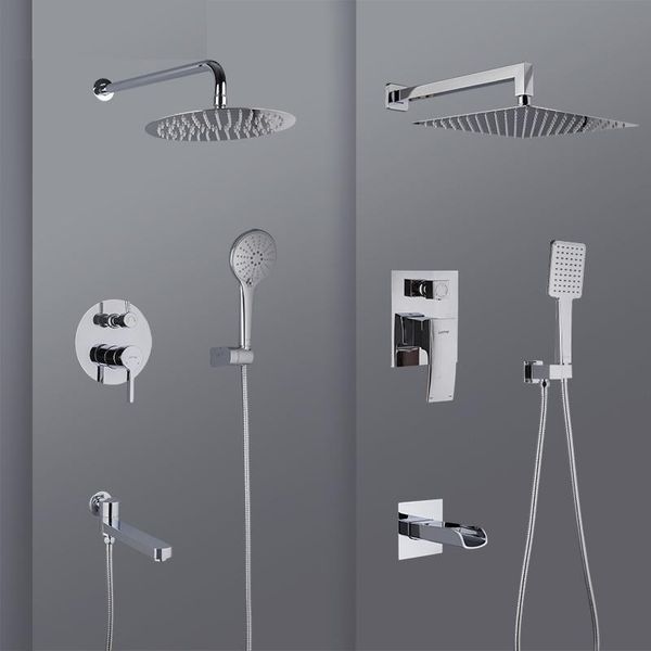 

shower faucet bathroom mixer taps bath bathtub set waterfall chrome rain head sets