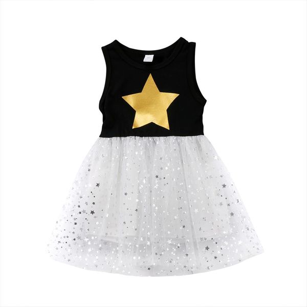 

baby girls sequins princess sleeveless girl dress kids party wedding star pageant tulle cute summer tutu dresses, Red;yellow