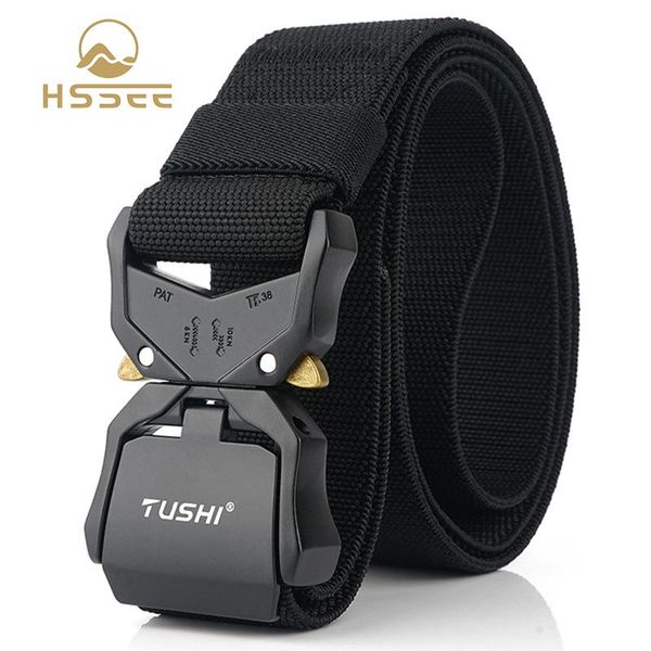 

hssee 2021 elastic belt official genuine hard metal quick release buckle men's tactical accessories drop waist support, Black;gray