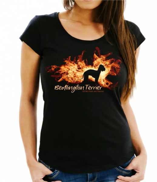 

Ladies T-shirt Bedlington Terrier fire and flame by siviwonder Dog Motif, Mainly pictures