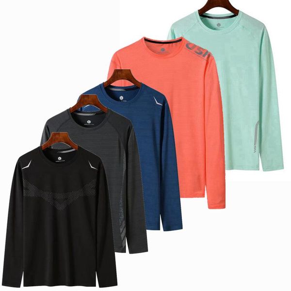 

running jerseys spandex men long sleeve t shirt quick dry fitness training exercise clothes gym sports shirts, Black;blue