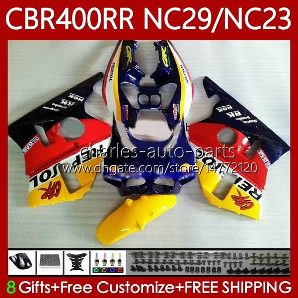 Honda CBR400 RR NC29 CBR 400 RR CC NC23 400CC 88-99 için Vücut Kiti 66NO.38 CBR400RR Repsol Blue 94 95 96 97 98 99 CBR 400RR 1994 1995 1996 1997 1998 1999 OEM PERSERING