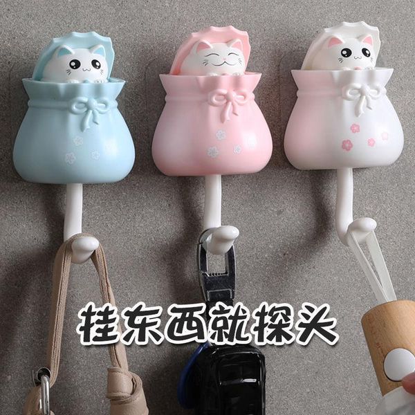 

hooks & rails cartoon decorative coat hook key holder wall mounted adhesive hanger hat rack sundries tool