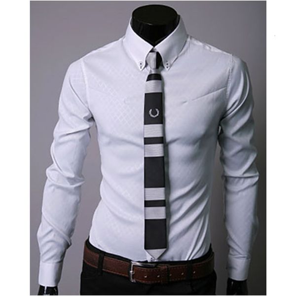 

men's dress business man formal shirts long sleeve turn-down collar male clothes office wear korean style slim shirt, White;black