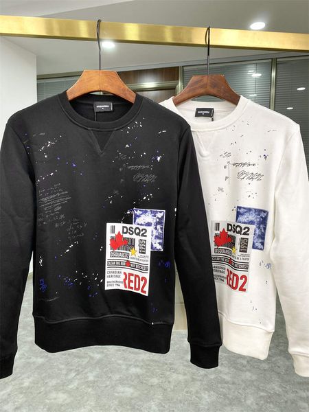 

2021 autumn and winter new arrivals d2 mens luxury designer street hoodies long sleeve print sweatshirts dsquare men's clothing ds383, Black