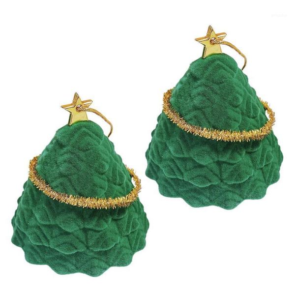 

christmas decorations 2pcs delicate tree ring case multi-purpose xmas ear studs packing box
