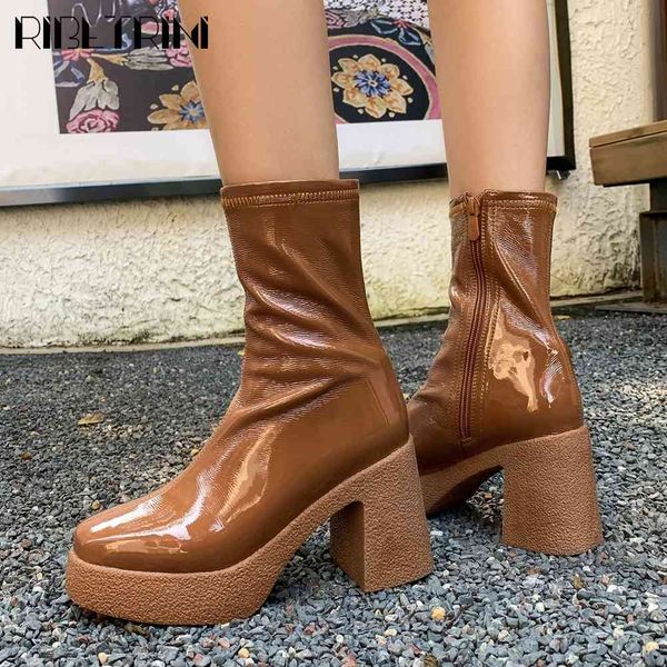 

boots brand chunky heels fashion winter shoes women party ankle boots, Black