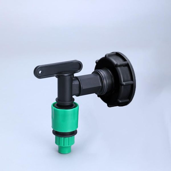 

watering equipments s60x6 thread to 3/8" garden water ball valve for ibc tank tap cap with adapter nozzle hose connection