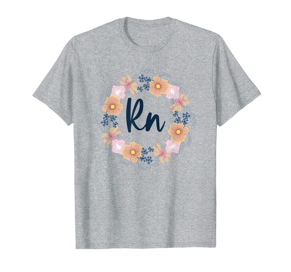 

rn floral frame registered nurse healthcare nursing gift t-shirt, White;black