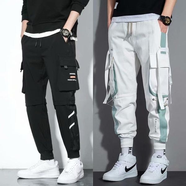 

men's pants icclek 2021 style tie men casual overalls joggers clothing black