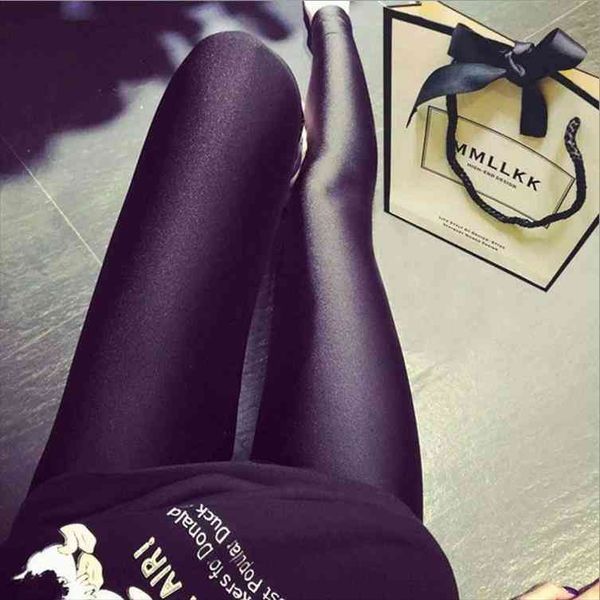 

high elastic stretch black leggings lustrous trousers big sze leggings women 1pcs