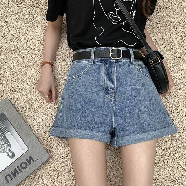 

women's shorts korean denim 2021 summer new high waist a-line thin loose casual ins wide leg pants, White;black