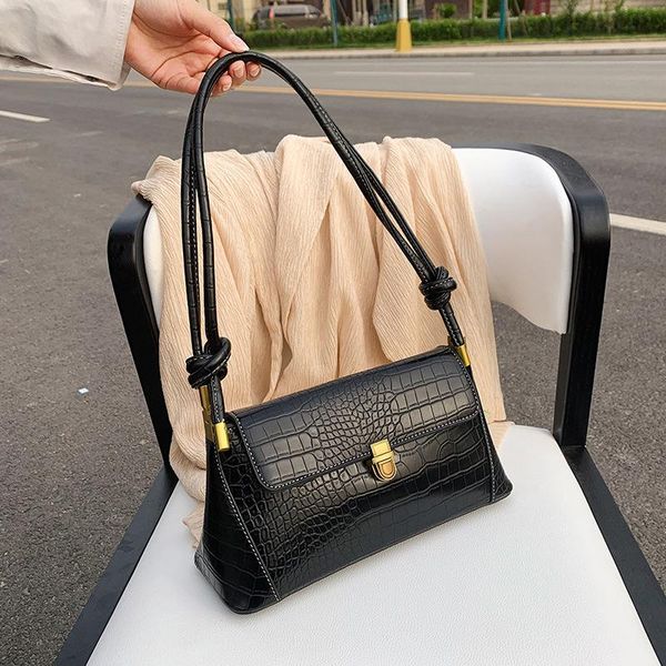 

black small shoulder bag for women 2021 fashion solid vintage pu leather designer baguette bags ladies handbags cross body
