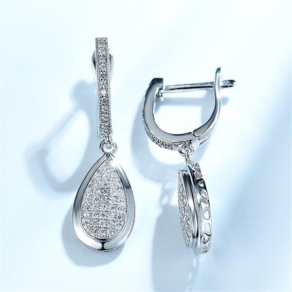 

hoop & huggie 925 sterling silver clip eearrings cubic zircon water drop wedding party gift mothder's day fashion fine jewelry, Golden;silver