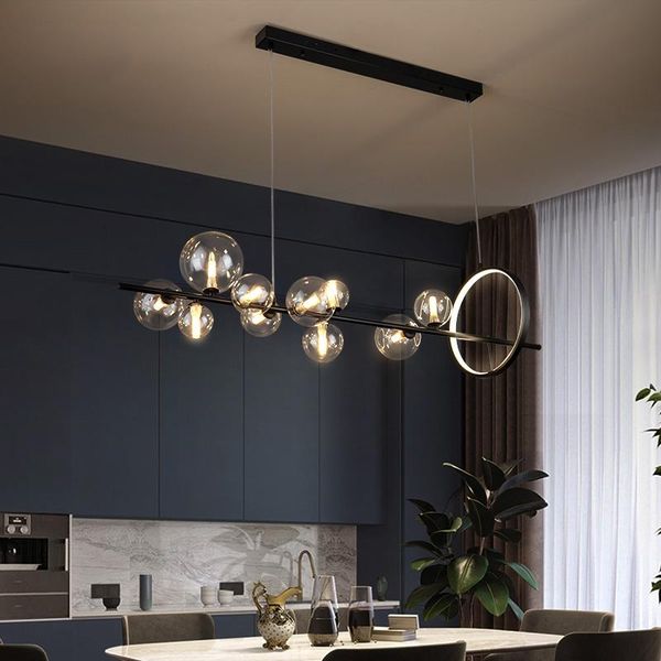 

pendant lamps nordic led glass modern metal vintage black hanging chandeliers lights for dining room kitchen island coffee home